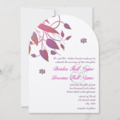 Invitation Plum violet rose corail gris papillon Mariage (Devant)