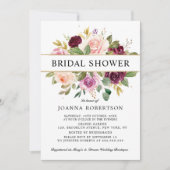 Invitation Plum violet rose pâle Fête des mariées botanique (Devant)