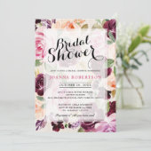 Invitation Plum violet rose pâle Fête des mariées botanique (Debout devant)