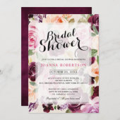 Invitation Plum violet rose pâle Fête des mariées botanique (Devant / Derrière)