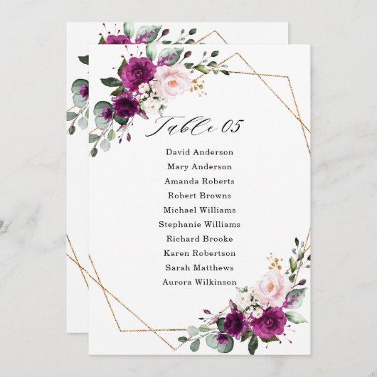 Invitation Plum violet rose pâle Tableau géométrique des sièg (Devant / Derrière)