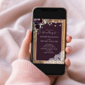 Invitation Plum violet Rustique Mariage de dentelle en bois