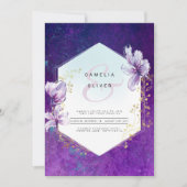 Invitation Plum violet tout-en-1 Mariage floral (Devant)