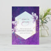 Invitation Plum violet tout-en-1 Mariage floral (Debout devant)