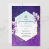 Invitation Plum violet tout-en-1 Mariage floral (Dos)