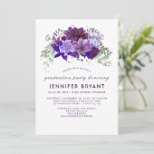 Invitation Plum Violet Violet Floral Élégant Parti de graduat (Debout devant)