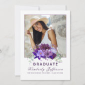 Invitation Plum Violet Violet Floral Photo Graduation (Devant)
