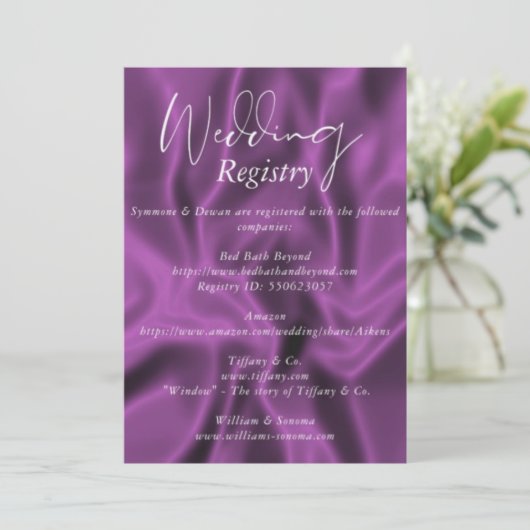 Invitation Plum Wedding Registry (Debout devant)