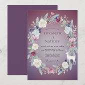 Invitation Plum Wintry Blossom Wedding (Devant / Derrière)