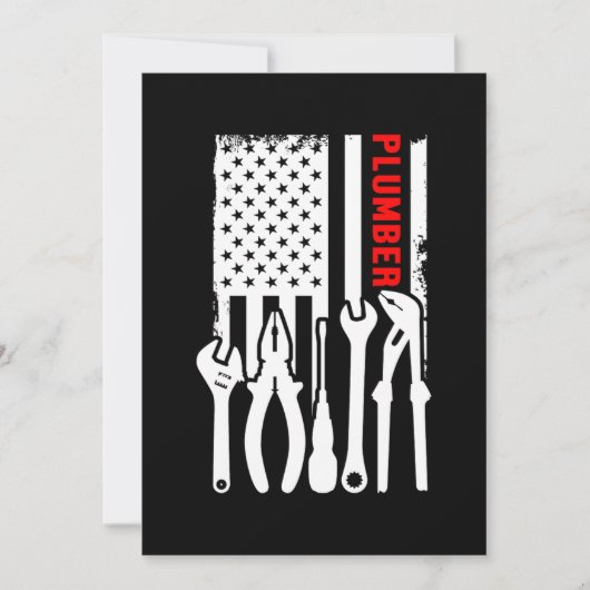 Invitation Plumber American Flag Plumbing Profession Offre d' (Devant)
