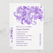 Invitation Plume bat mitzvah antique (Devant / Derrière)