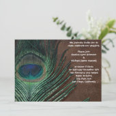 Invitation Plume de paon avec le brun et l'or (Debout devant)