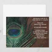 Invitation Plume de paon avec le brun et l'or (Devant / Derrière)