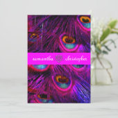 Invitation Plume de paon psychédélique PixDezines/rose chaud (Debout devant)