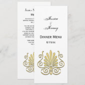 Invitation Plume dorée Art Déco vintage arabesque (Devant / Derrière)