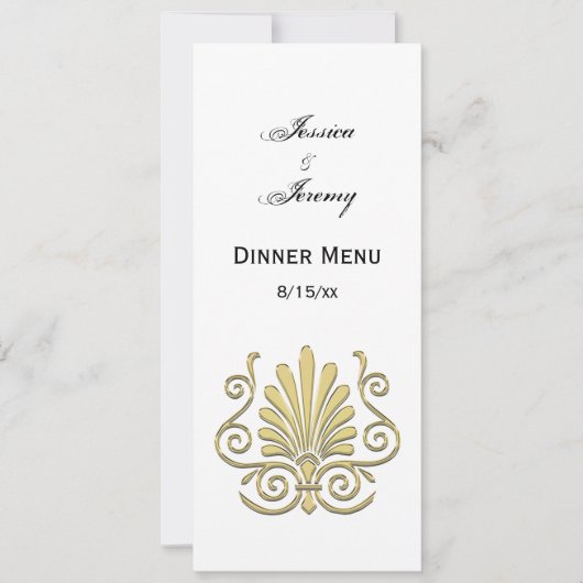 Invitation Plume dorée Art Déco vintage arabesque (Devant)