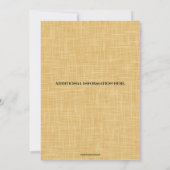 Invitation Plume verte modifiable sur mariage en lin (Dos)