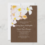 Invitation Plumeria blanche Brown Wood Mariage hawaïen (Devant)