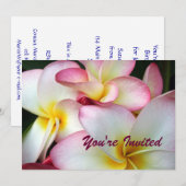 Invitation Plumeria blanche et rose (Devant / Derrière)