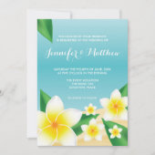 Invitation Plumeria blanche Frangipani Island Beach Mariage (Devant)