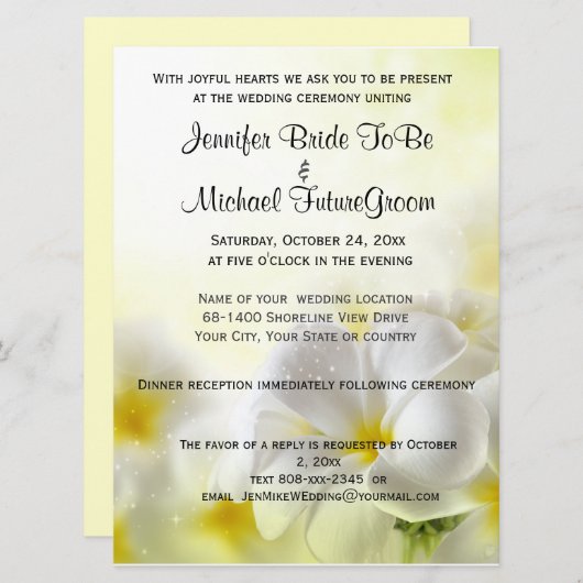 Invitation Plumeria blanche hawaïenne Mariage et réception (Devant / Derrière)