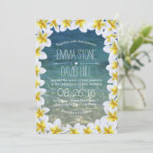 Invitation Plumeria Classy Floral Frame Beach Mariage (Debout devant)