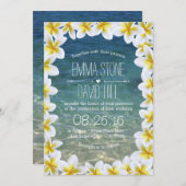 Invitation Plumeria Classy Floral Frame Beach Mariage (Devant / Derrière)