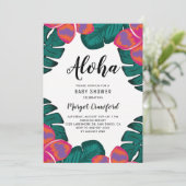 Invitation Plumeria et verdure Baby shower tropical (Debout devant)