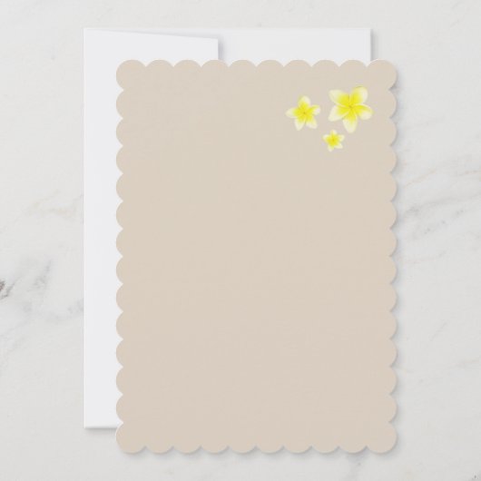 Invitation Plumeria jaune Frangipani Plage tropicale Mariage (Dos)