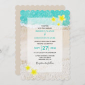 Invitation Plumeria jaune Frangipani Plage tropicale Mariage (Devant / Derrière)