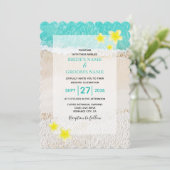 Invitation Plumeria jaune Frangipani Plage tropicale Mariage (Debout devant)