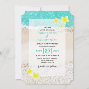 Invitation Plumeria jaune Frangipani Plage tropicale Mariage