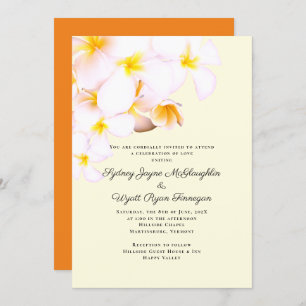 Invitation Plumeria moderne Fleurs hawaïennes Mariage jaune