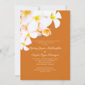 Invitation Plumeria moderne Fleurs hawaïennes Mariage orange (Devant)