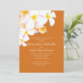 Invitation Plumeria moderne Fleurs hawaïennes Mariage orange (Debout devant)