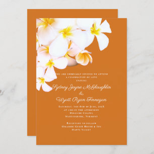 Invitation Plumeria moderne Fleurs hawaïennes Mariage orange