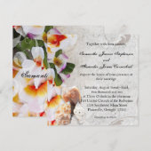 Invitation Plumeria Orchid Lei à Sand Beach Carré de mariage (Devant / Derrière)