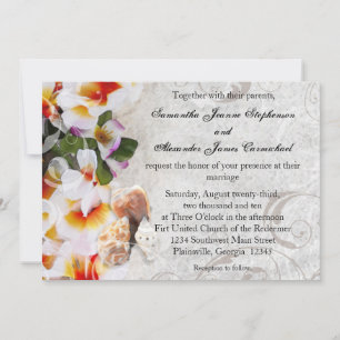 Invitation Plumeria Orchid Lei dans le mariage de Sand Beach