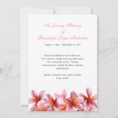 Invitation Plumeria Pink Floral Funeral Service Card (Devant)