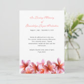 Invitation Plumeria Pink Floral Funeral Service Card (Debout devant)