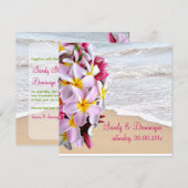 Invitation Plumeria rose de PixDezines Lei/plage (Devant / Derrière)