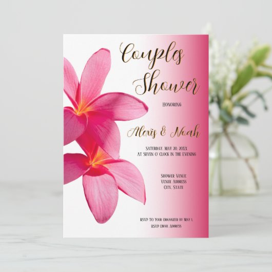 Invitation Plumeria rose Fleurs sur rose, Floral, Couples (Debout devant)
