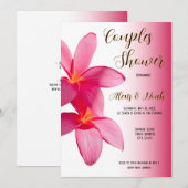 Invitation Plumeria rose Fleurs sur rose, Floral, Couples (Devant / Derrière)