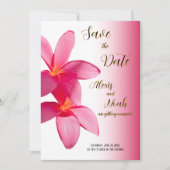 Invitation Plumeria rose Fleurs sur rose, Floral, Save Date (Devant)