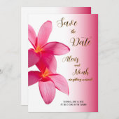 Invitation Plumeria rose Fleurs sur rose, Floral, Save Date (Devant / Derrière)