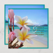 Invitation Plumeria rose PixDezines + plage (Devant / Derrière)