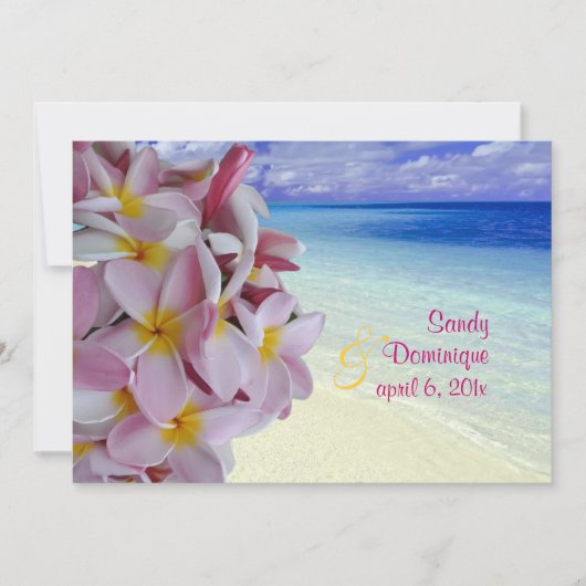 Invitation Plumeria rose PixDezines + plage (Devant)