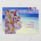 Invitation Plumeria rose PixDezines + plage (Devant / Derrière)