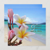 Invitation Plumeria rose PixDezines + plage (Devant / Derrière)
