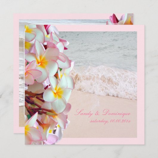 Invitation Plumeria rose PixDezines/plage/do-it-yourself arri (Devant / Derrière)